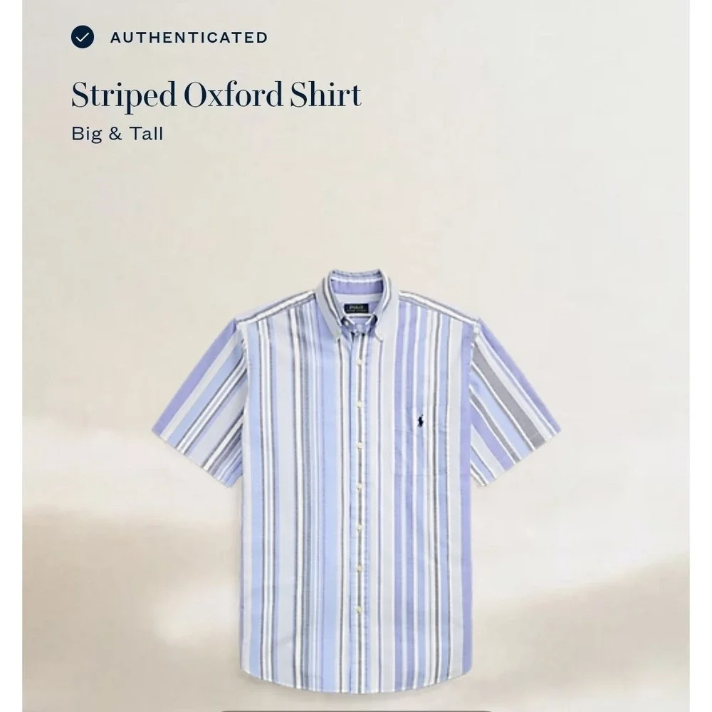 Polo Ralph Lauren Classic Fit Blue Striped Oxford Shirt Men's Size 4XLT NWT